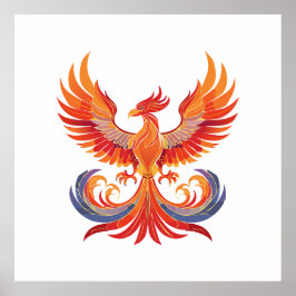 Glanzende mythologische Fantasy Phoenix-vogel Poster