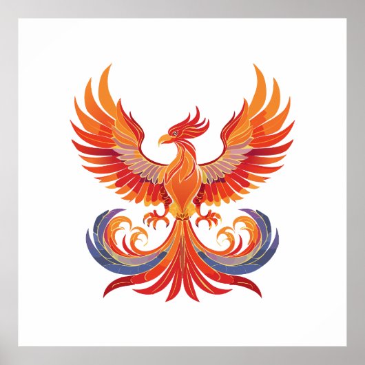 Glanzende mythologische Fantasy Phoenix-vogel Poster (Voorkant)
