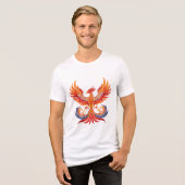 Glanzende mythologische Fantasy Phoenix-vogel Tri-Blend Shirt (Voorkant volledig)