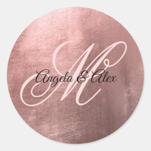 Glanzende namaak roze gouden folie fancy huwelijks ronde sticker