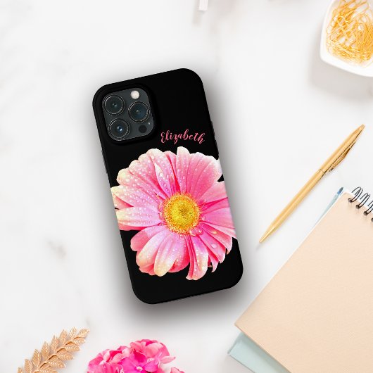 Glanzende Natte Roze Gerber-Margriet Case-Mate iPhone Case