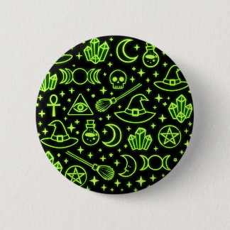 Glanzende Neon Groene Gotische Hekserij Speld Ronde Button 5,7 Cm