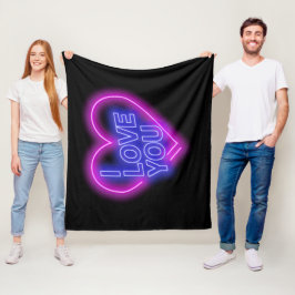 Glanzende neon Kijk Roze Blauwe Valentijn Harde Me Fleece Deken
