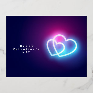 Glanzende neon liefhebbende harten valentijns post folie feestdagen briefkaart