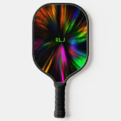 Glanzende Neon Mannelijke Moderne Initialen Pickleball Paddle (Achterkant)