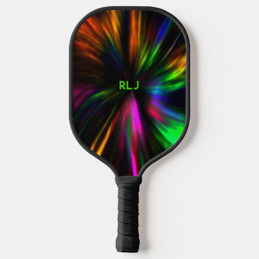 Glanzende Neon Mannelijke Moderne Initialen Pickleball Paddle (Achterkant)