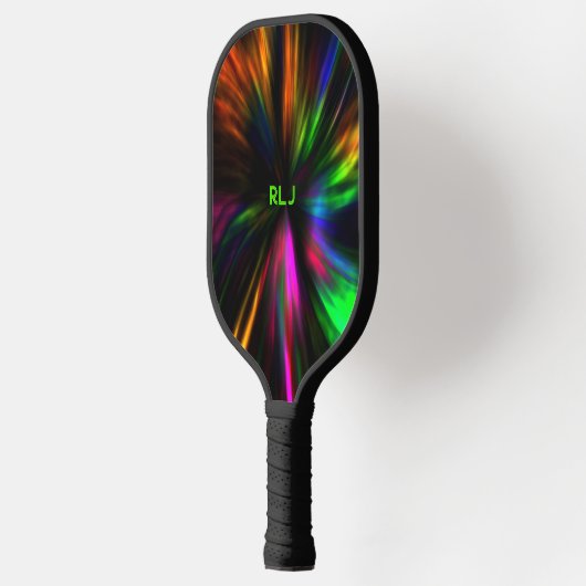 Glanzende Neon Mannelijke Moderne Initialen Pickleball Paddle (Links)