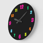 Glanzende Neon met kleurnummers op zwart Grote Klok (Hoek)