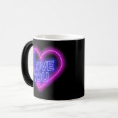 Glanzende Neon Pink Blue Valentijnse  Hartmorphing Magische Mok (Voorkant links)