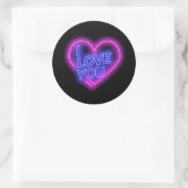Glanzende Neon Pink Blue Valentijnse Heart Ronde Sticker (Tas)