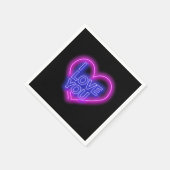 Glanzende Neon Roze Blauwe Valentijnse Hart Klein Servet (Hoek)