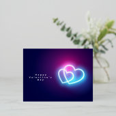 Glanzende neonlieflijke harten valentijnse kaart (Staand Voorkant)