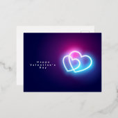 Glanzende neonlieflijke harten valentijnse kaart (Voorkant / Achterkant)