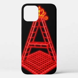 Glanzende neonrode letter A met kroonsymbool Case-Mate iPhone Case