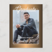Glanzende Nep Rode Koperen Afstudeeruitnodiging Briefkaart (Voorkant)