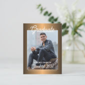 Glanzende Nep Rode Koperen Afstudeeruitnodiging Briefkaart (Staand voorkant)