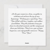 Glanzende nieuwjaarsdelicatessen feestdagenkaart (Achterkant)