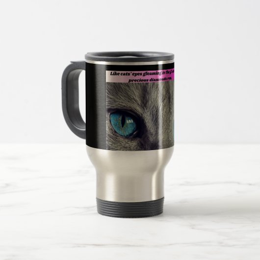 Glanzende ogen reisbeker (Voorkant links)