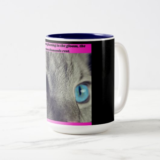 Glanzende ogen tweekleurige koffiemok (Voorkant rechts)