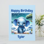 Glanzende Olifant Onder een Sterrenhemel  Kaart (Staand voorkant)