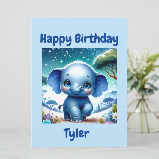 Glanzende Olifant Onder een Sterrenhemel  Kaart (Staand voorkant)