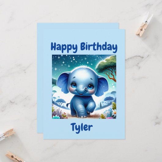 Glanzende Olifant Onder een Sterrenhemel  Kaart (Voorkant / Achterkant in situ)