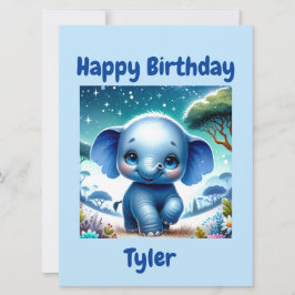 Glanzende Olifant Onder een Sterrenhemel  Kaart