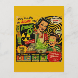 Glanzende ontbijtgranen Vintage Scifi-advertentie Briefkaart