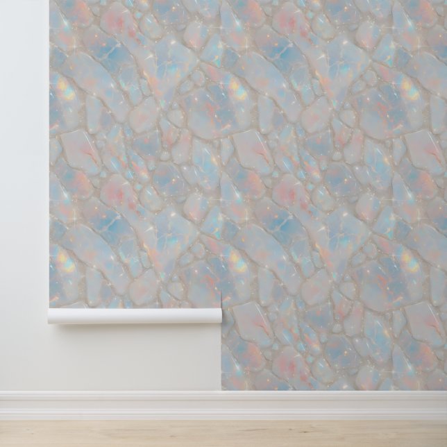 Glanzende Opal Steen Textuur Iriserend Behang (Applicatie)