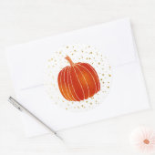 Glanzende Oranje herfst pompoen gouden witte Stipp Ronde Sticker (Envelop)