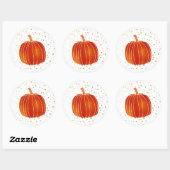 Glanzende Oranje herfst pompoen gouden witte Stipp Ronde Sticker (Vel)