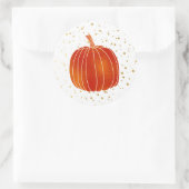 Glanzende Oranje herfst pompoen gouden witte Stipp Ronde Sticker (Tas)