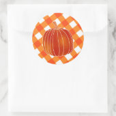 Glanzende Oranje herfst pompoen Plaid Checkers Fav Ronde Sticker (Tas)