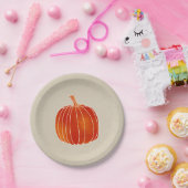 Glanzende Oranje Herfst Pompoen Rustieke Kraft Par Papieren Bordje (Feest)