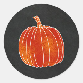 Glanzende Oranje Herfst Pompoen Schoolbord Feest F Ronde Sticker