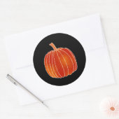 Glanzende Oranje herfst pompoen zwart ELKE KLEUR g Ronde Sticker (Envelop)