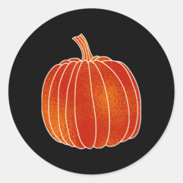 Glanzende Oranje herfst pompoen zwart ELKE KLEUR g Ronde Sticker