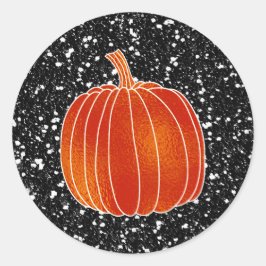 Glanzende Oranje Herfst Pompoen Zwart Glitter Favo Ronde Sticker