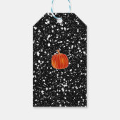 Glanzende Oranje Herfst Pompoen Zwarte Glitter Fav Cadeaulabel (Achterkant)