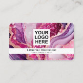 Glanzende paarse agaat & QR Code Logo Visitekaartje (Voorkant)