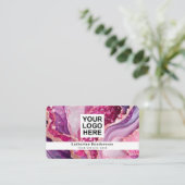 Glanzende paarse agaat & QR Code Logo Visitekaartje (Staand voorkant)