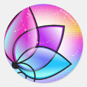 Glanzende paarse bloem stickers (Voorkant)