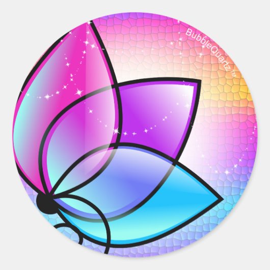 Glanzende paarse bloem stickers (Voorkant)