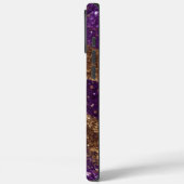 Glanzende Paarse Gouden Glitter Monogram Case-Mate iPhone Case (Achterkant / Links)