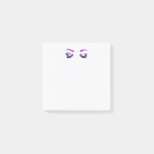Glanzende paarse ogen en wenkbrauwen waterverf post-it® notes