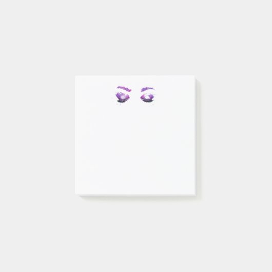 Glanzende paarse ogen en wenkbrauwen waterverf post-it® notes (Voorkant)