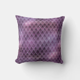 Glanzende Paarse Ombre & Glitterende Dragonschubbe Kussen