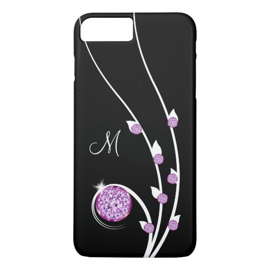 Glanzende paarse strassteen juweel monogram Case-Mate iPhone case (Achterkant)