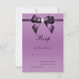 Glanzende paarse strik & lint RSVP kaartje