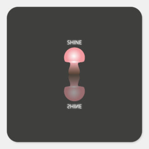 GLANZENDE PADDENSTOEL VIERKANTE STICKER